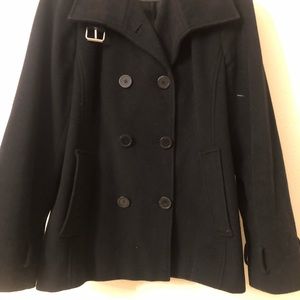 Black Rivet double breasted faux wood jacket